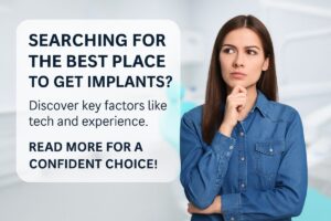 A modern dental office featuring advanced 3D imaging technology and a dentist explaining implant placement options to a patient. No text on image.